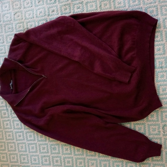 Burgundy Cashmere Mens Sweater by Bullock & Jones Made in Italy - Picture 3 of 5